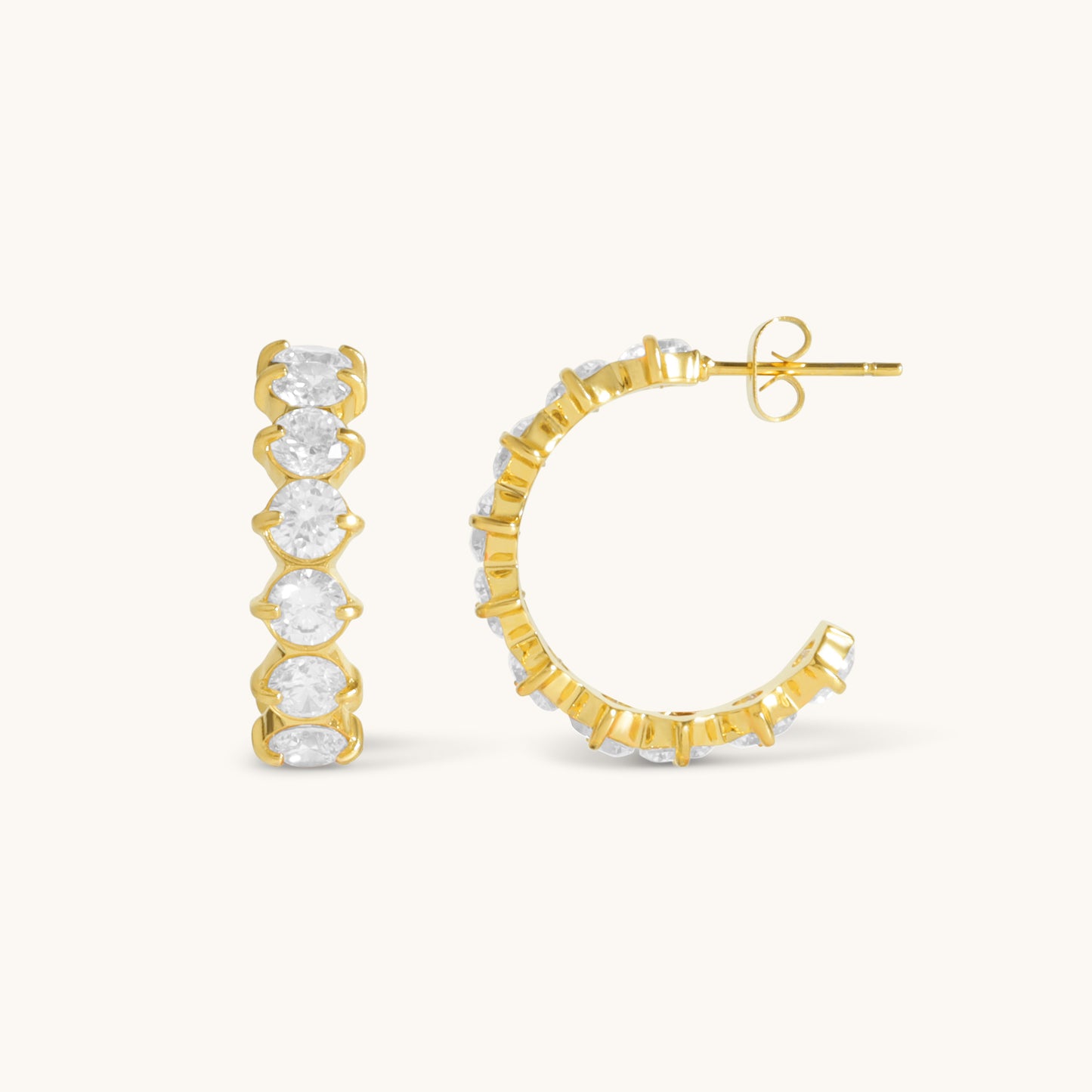Tala Diamond Hoops  - 18K Gold Plated