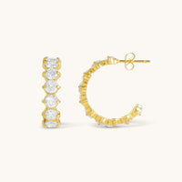 Tala Diamond Hoops  - 18K Gold Plated