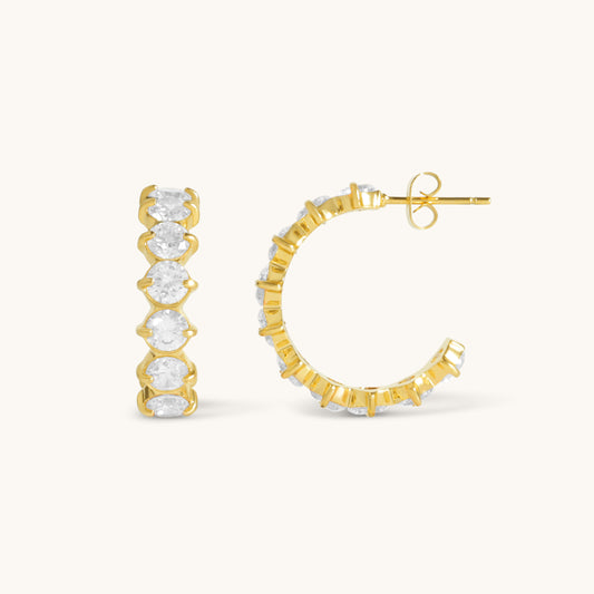 Tala Diamond Hoops  - 18K Gold Plated