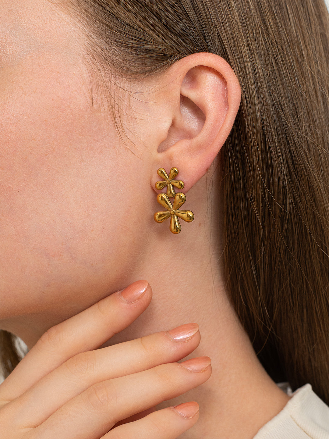 Fleur stack earrings  – 18K Gold Plated
