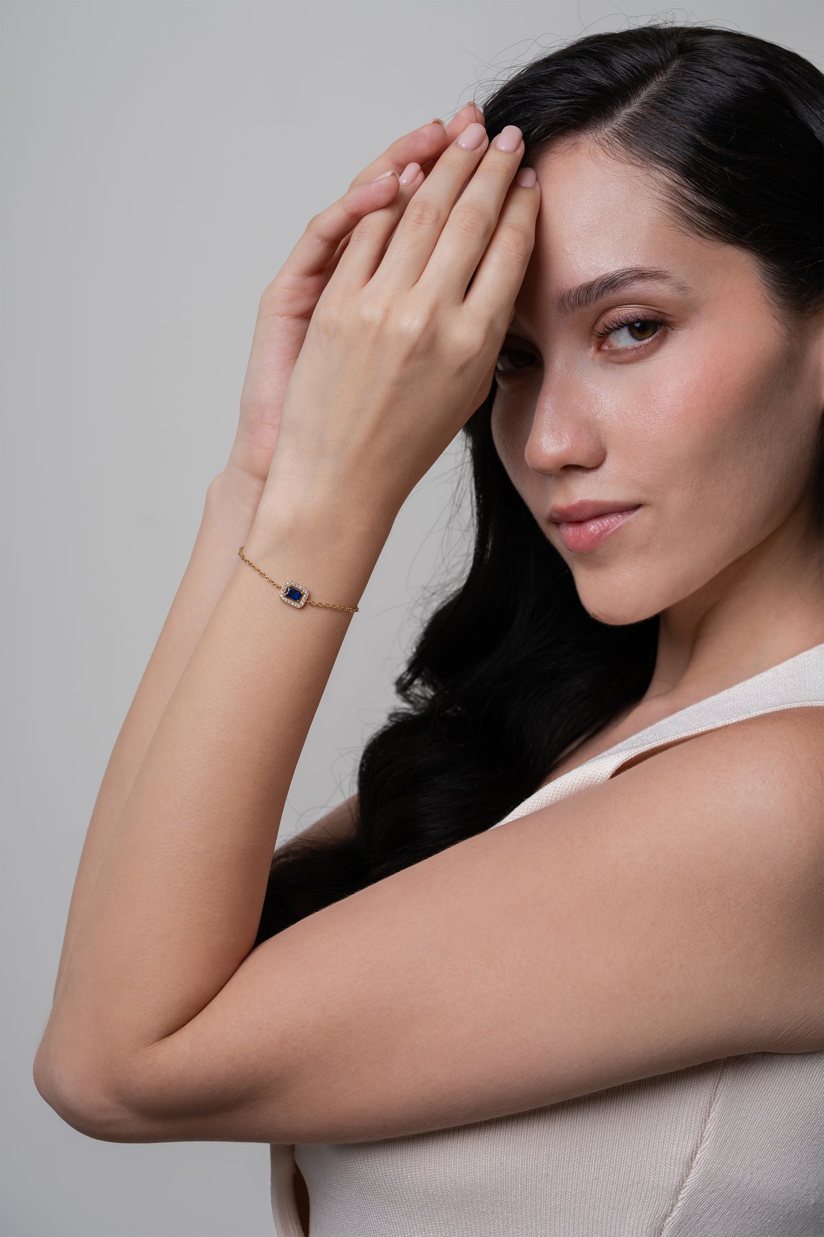 Sapphire Rectangle Bracelet - 18K Gold Plated image 2