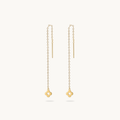 Fleur Drop Threader - 18K Gold Pleated