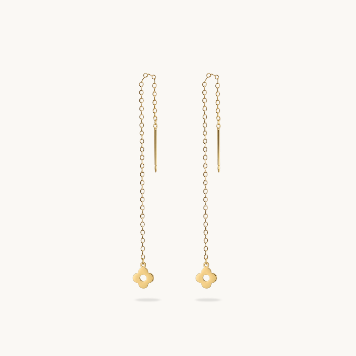 Fleur Drop Threader - 18K Gold Pleated image 1