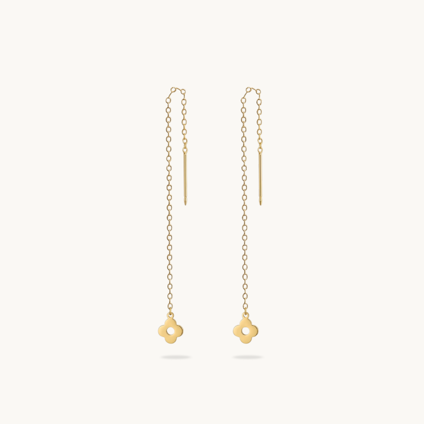 Fleur Drop Threader - 18K Gold Pleated