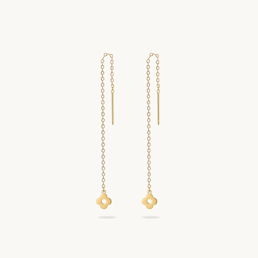 Fleur Drop Threader - 18K Gold Pleated image 1