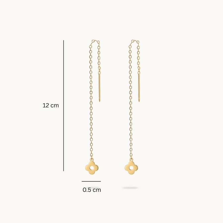 Fleur Drop Threader - 18K Gold Pleated image 2