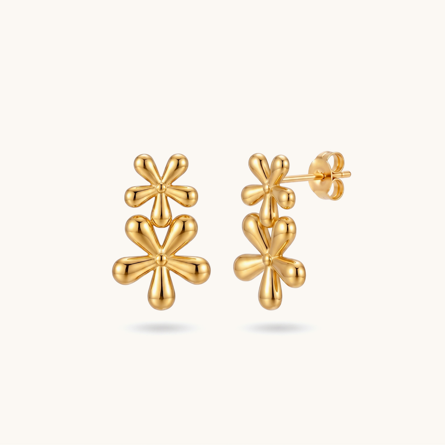 Fleur stack earrings  – 18K Gold Plated