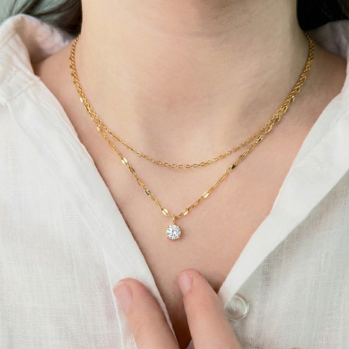Elise Layered Necklace - 18k Gold Plated image 2