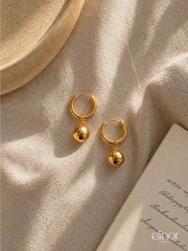 Gold Orb Huggies - 18K Gold Plated