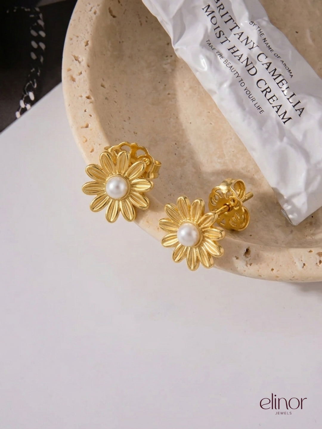 Golden Flower Studs - 18k Gold Plated