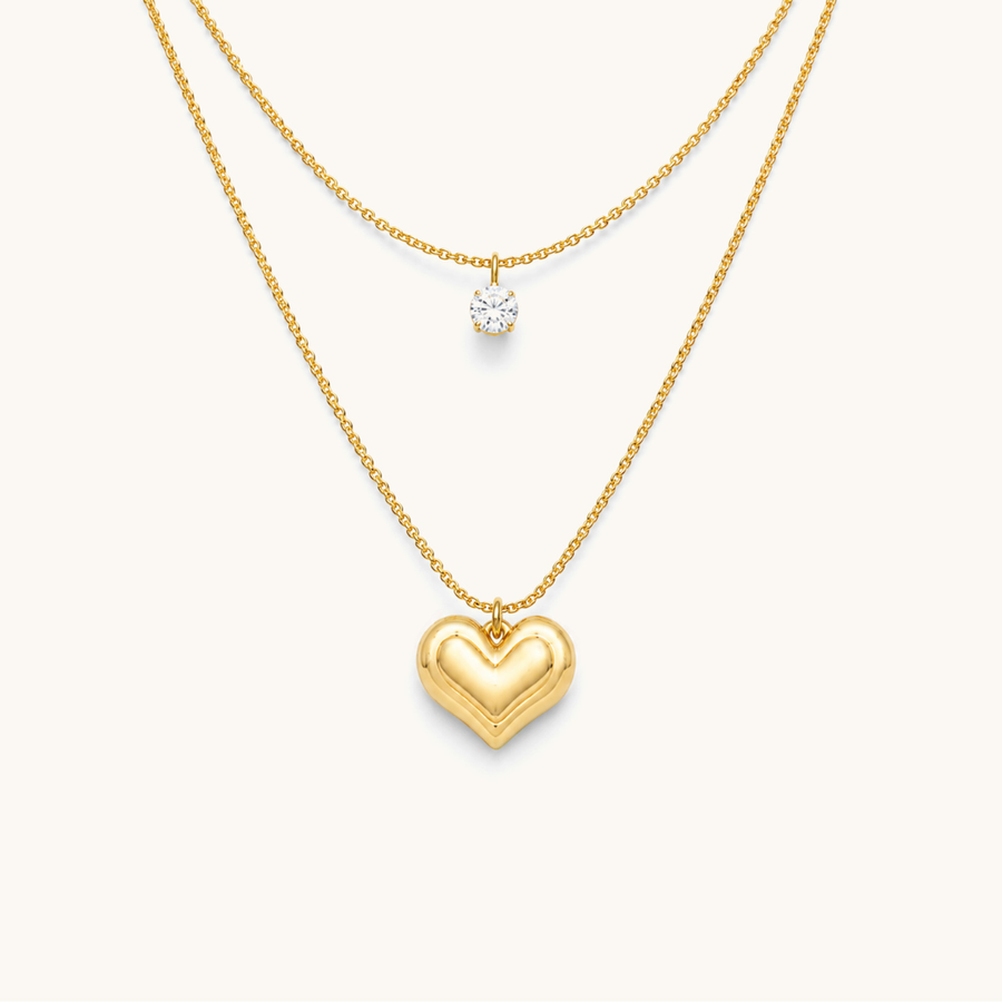 Heart Layered Necklace - 18K Gold Plated image 1