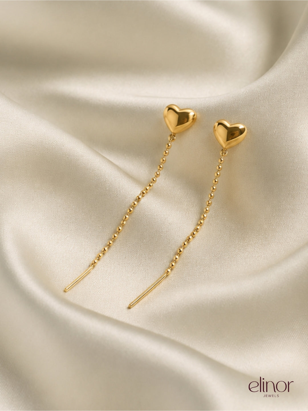 Heart Fall Threader Earrings - 18K Gold Plated image 2