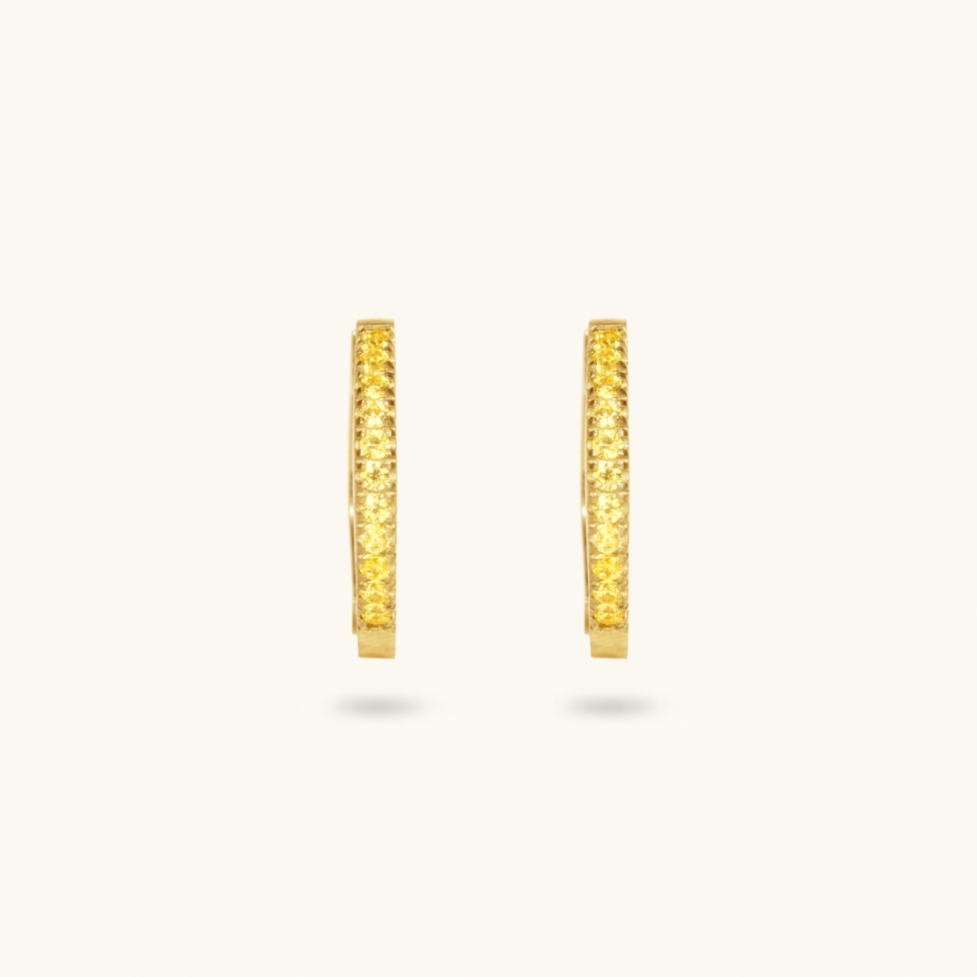 Citrine hoops  - 18K Gold Plated