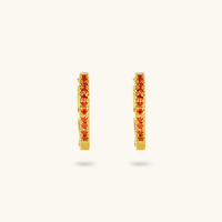 Garnet Hoops - 18K Gold Plated