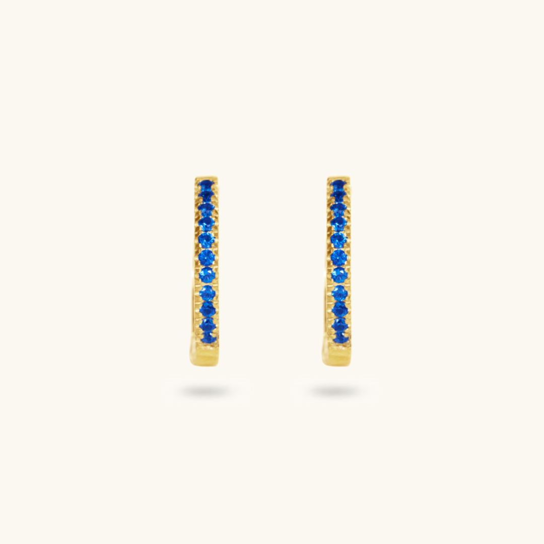 Sapphire Hoops - 18K Gold Plated