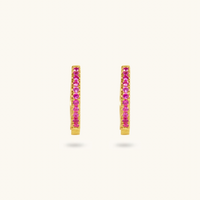 Rose Quartz Hoops - 18K Gold Plated