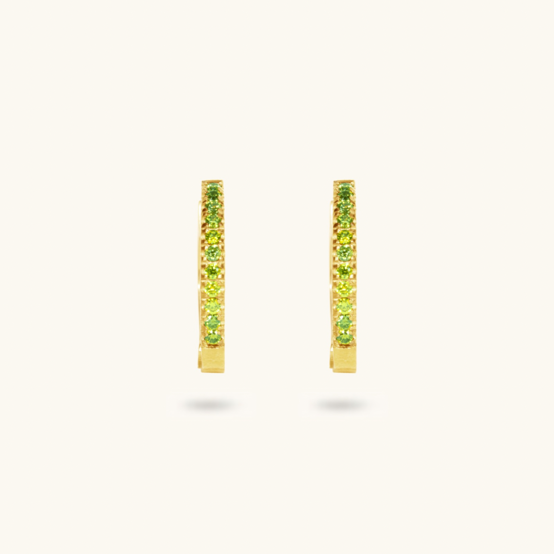 Peridot Hoops - 18K Gold Plated