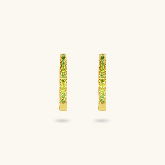 Peridot Hoops - 18K Gold Plated