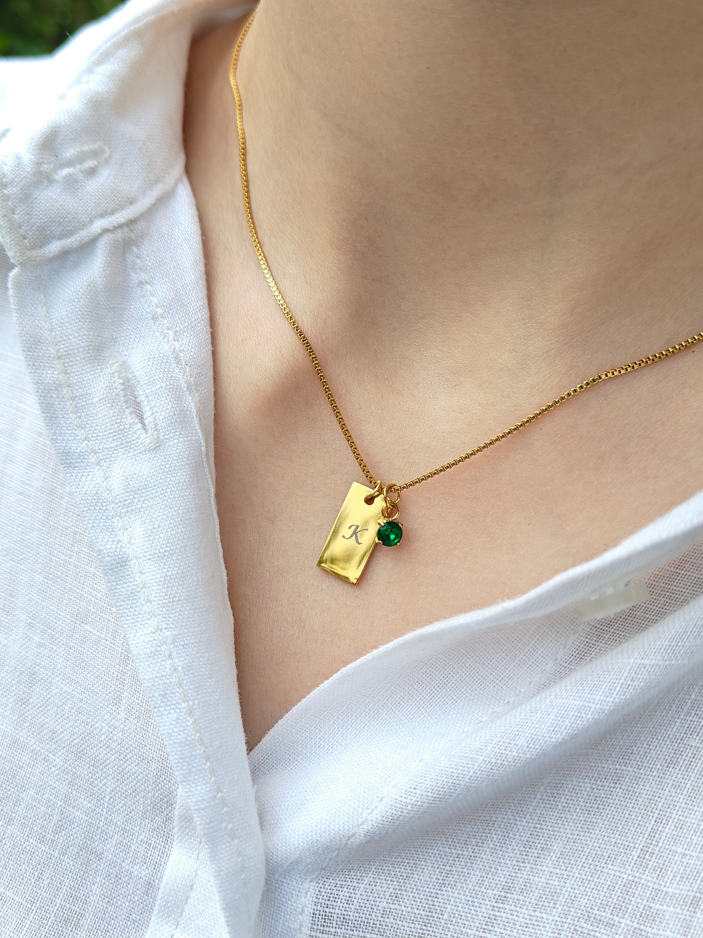 Initial Bar Necklace - 18K Gold Plated