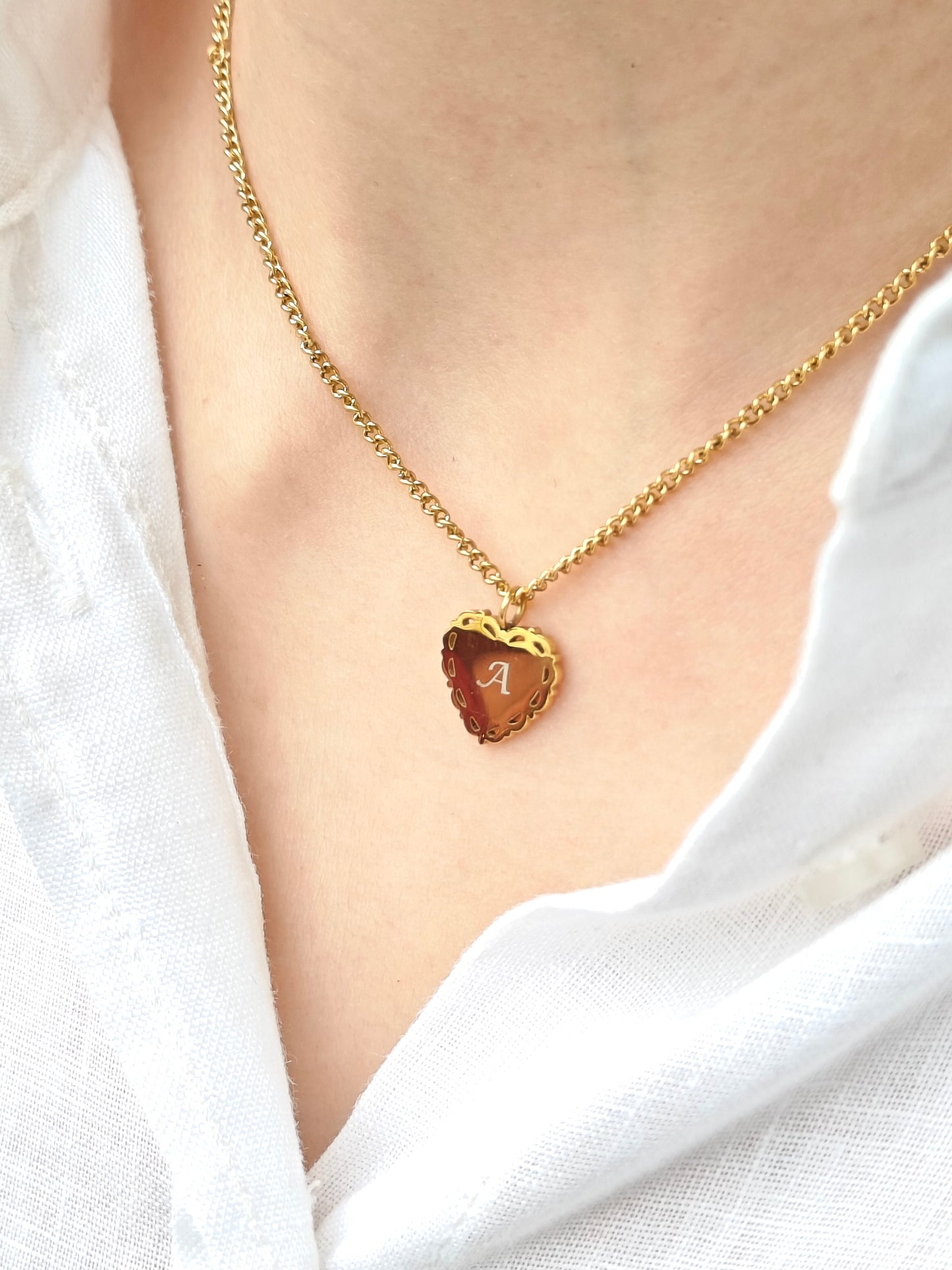 Initial Heart Necklace - 18K Gold Plated