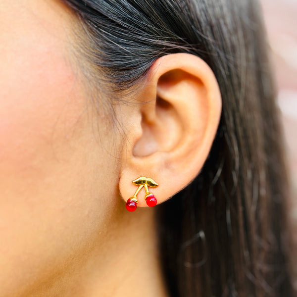 Cherry Studs - 18K Gold Plated
