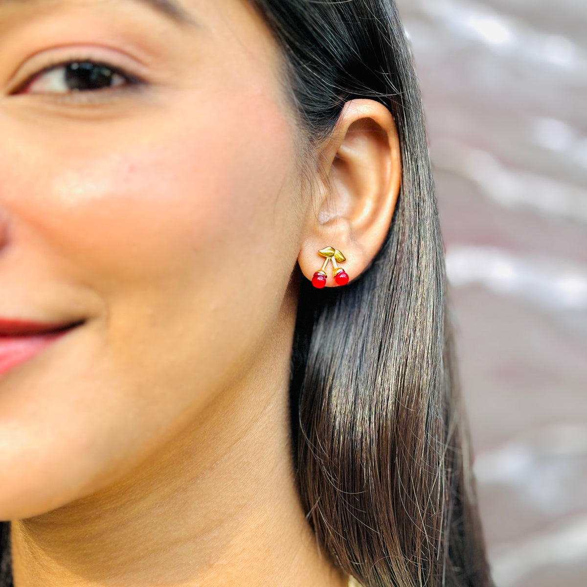 Cherry Studs - 18K Gold Plated image 4
