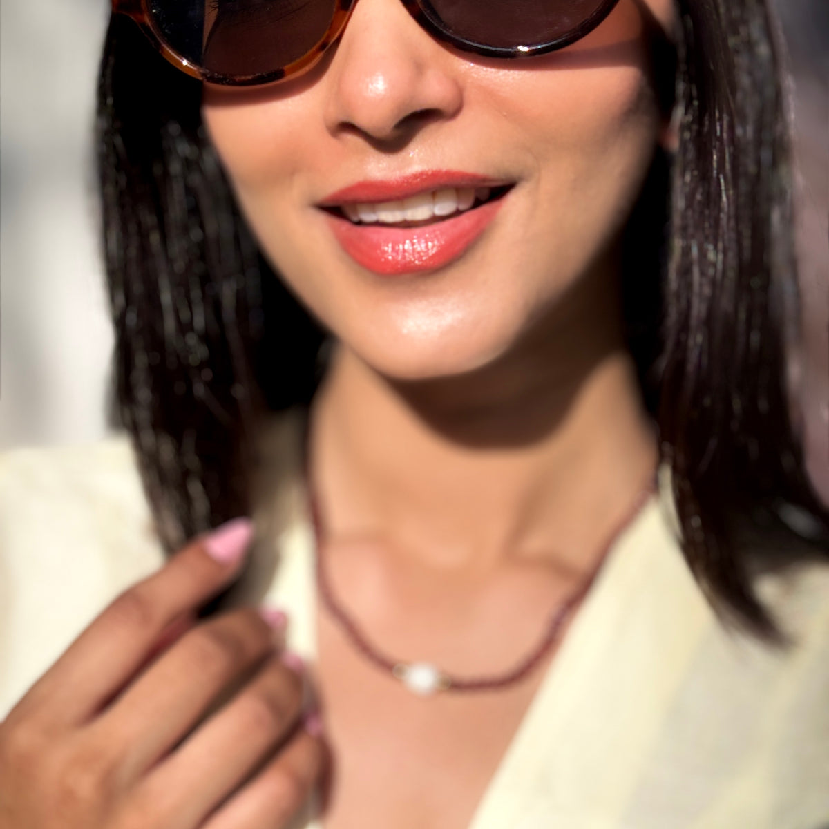 Lilac Beads Necklace - 18k Gold Plated image 6