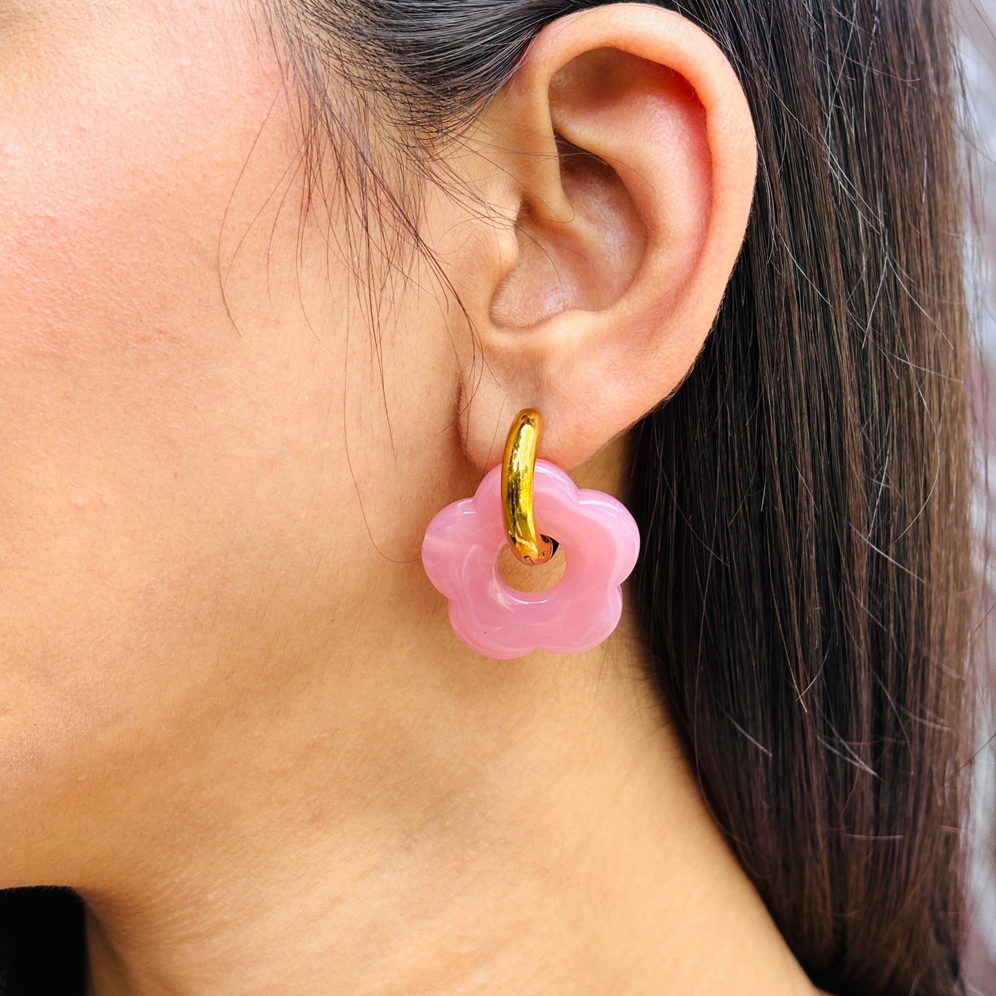 Peony Petals Hoops - 18K Gold Plated
