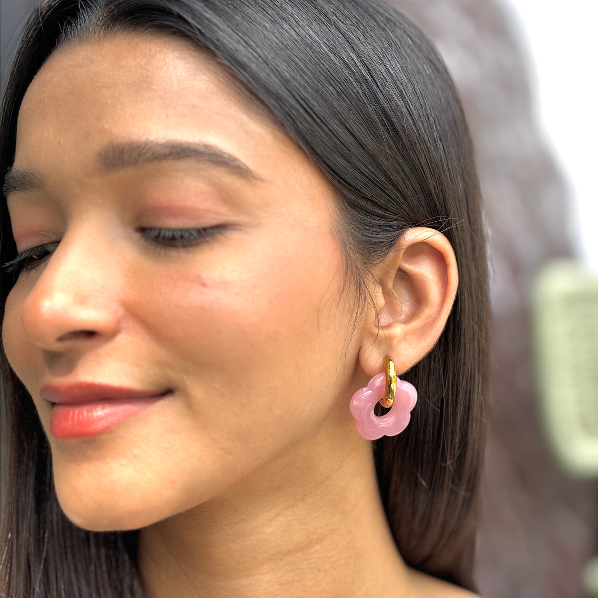 Peony Petals Hoops - 18K Gold Plated image 4