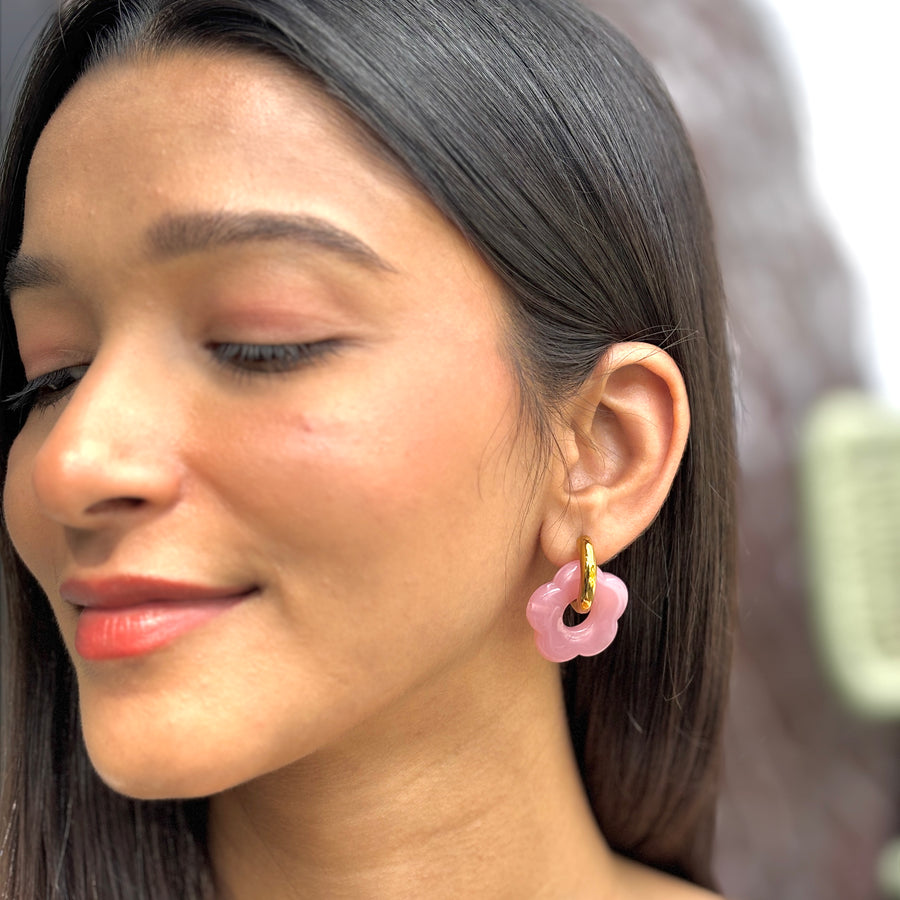 Peony Petals Hoops - 18K Gold Plated image 4