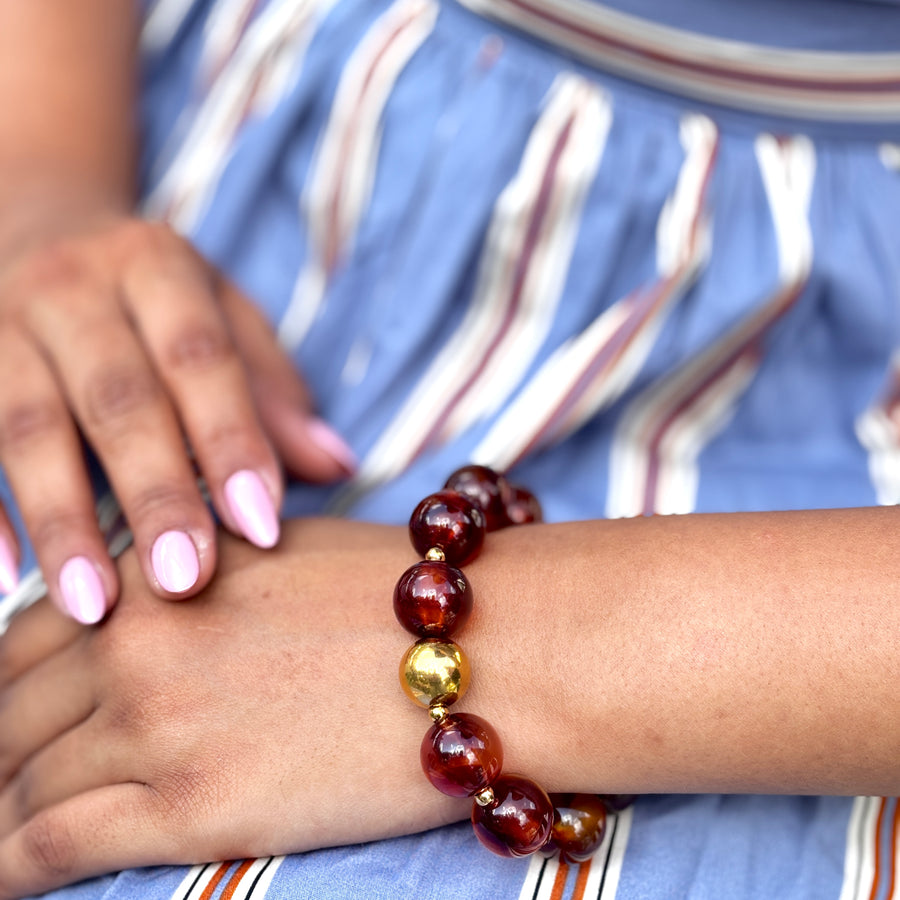 Amber Rock Bracelet - 18K Gold Plated image 2