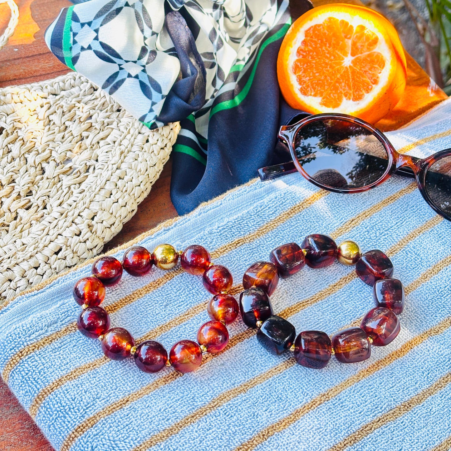 Amber Rock Bracelet - 18K Gold Plated