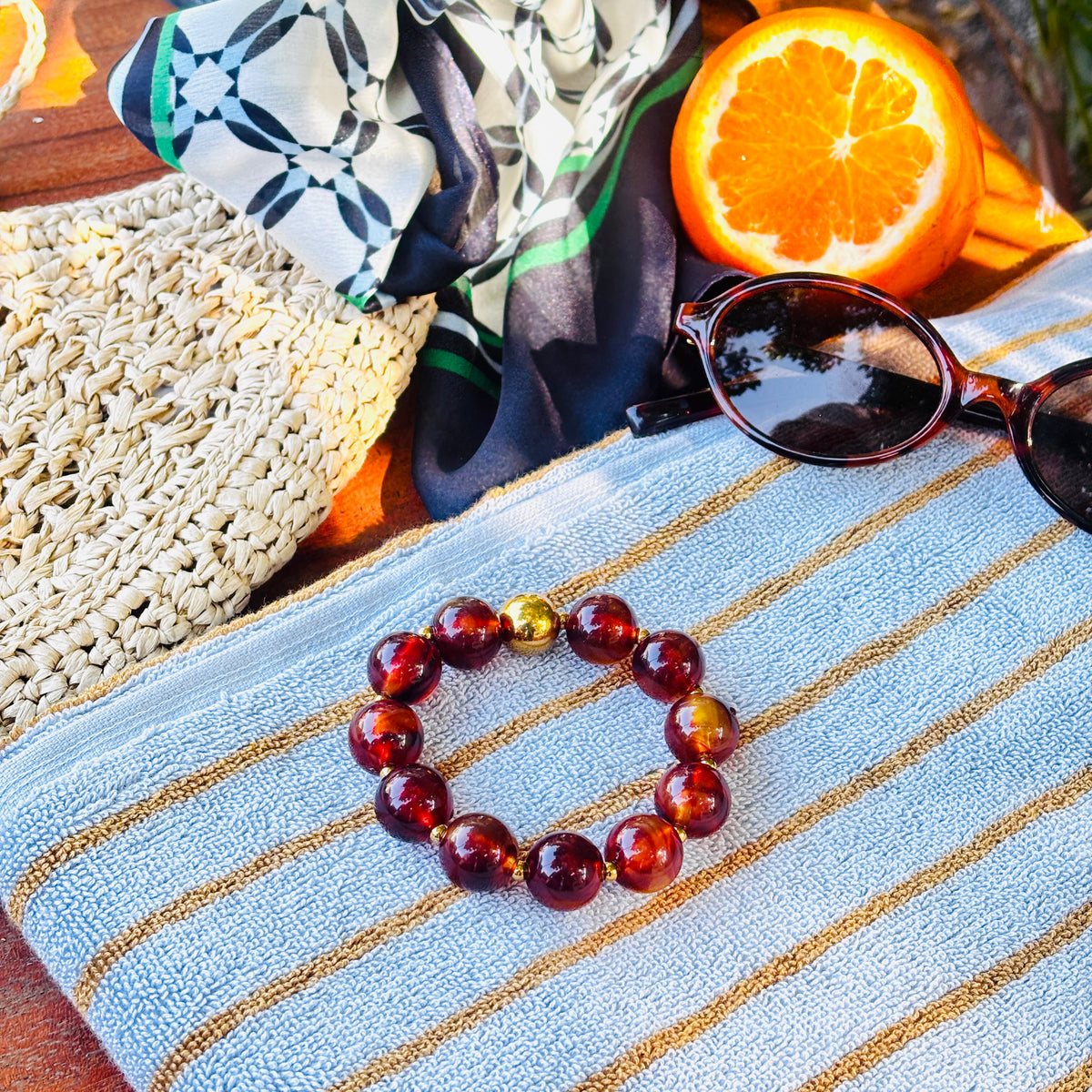 Amber Rock Bracelet - 18K Gold Plated image 3
