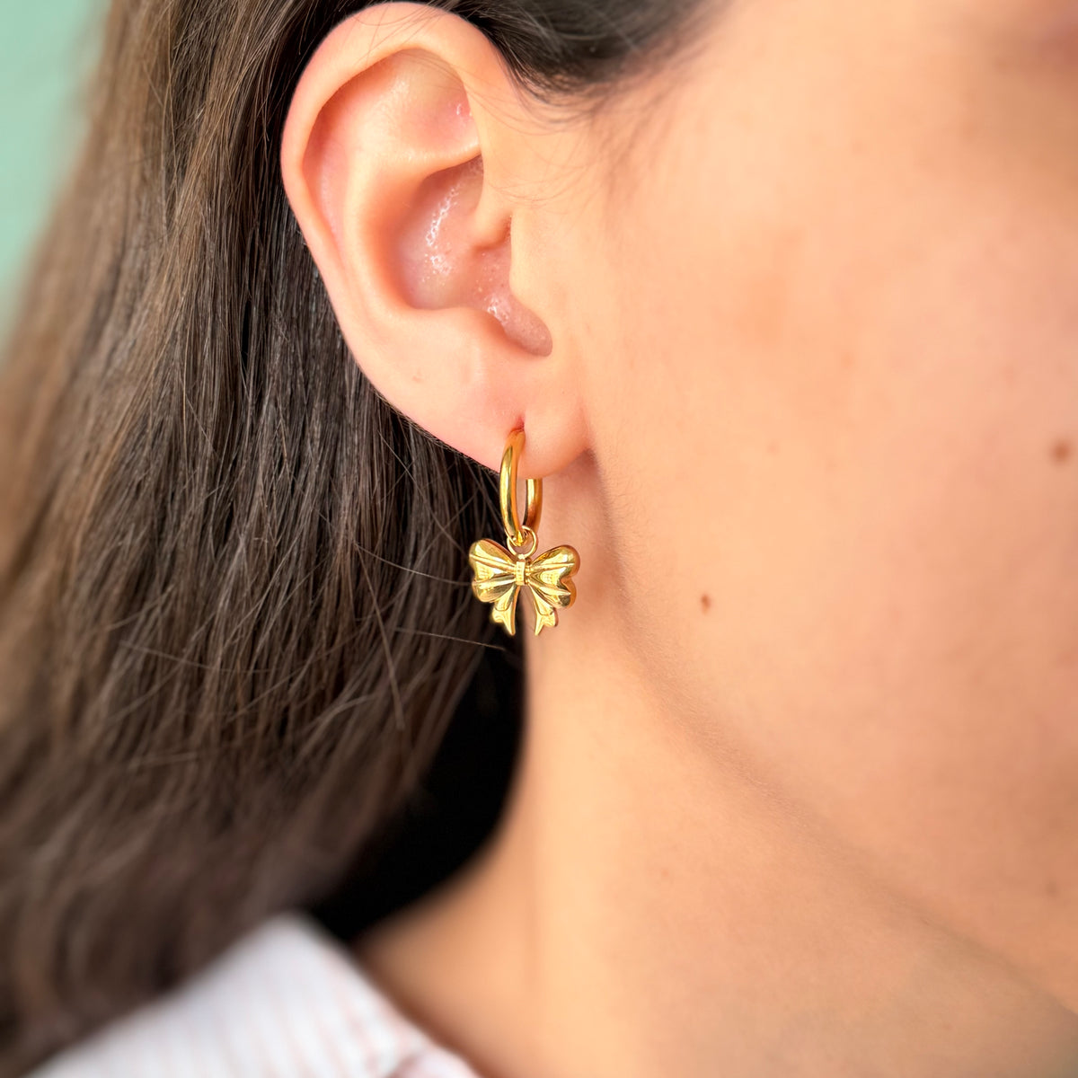 Oddette Bow Huggies - 18k Gold Plated image 2