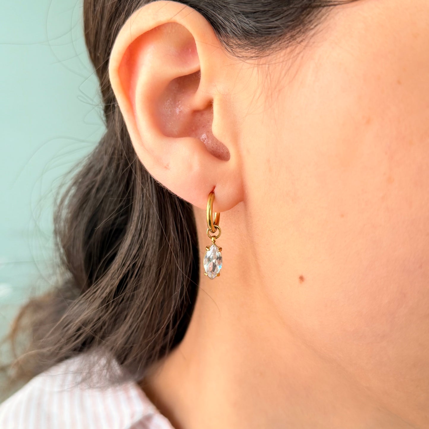 Marquise Glow Huggies - 18k Gold Plated