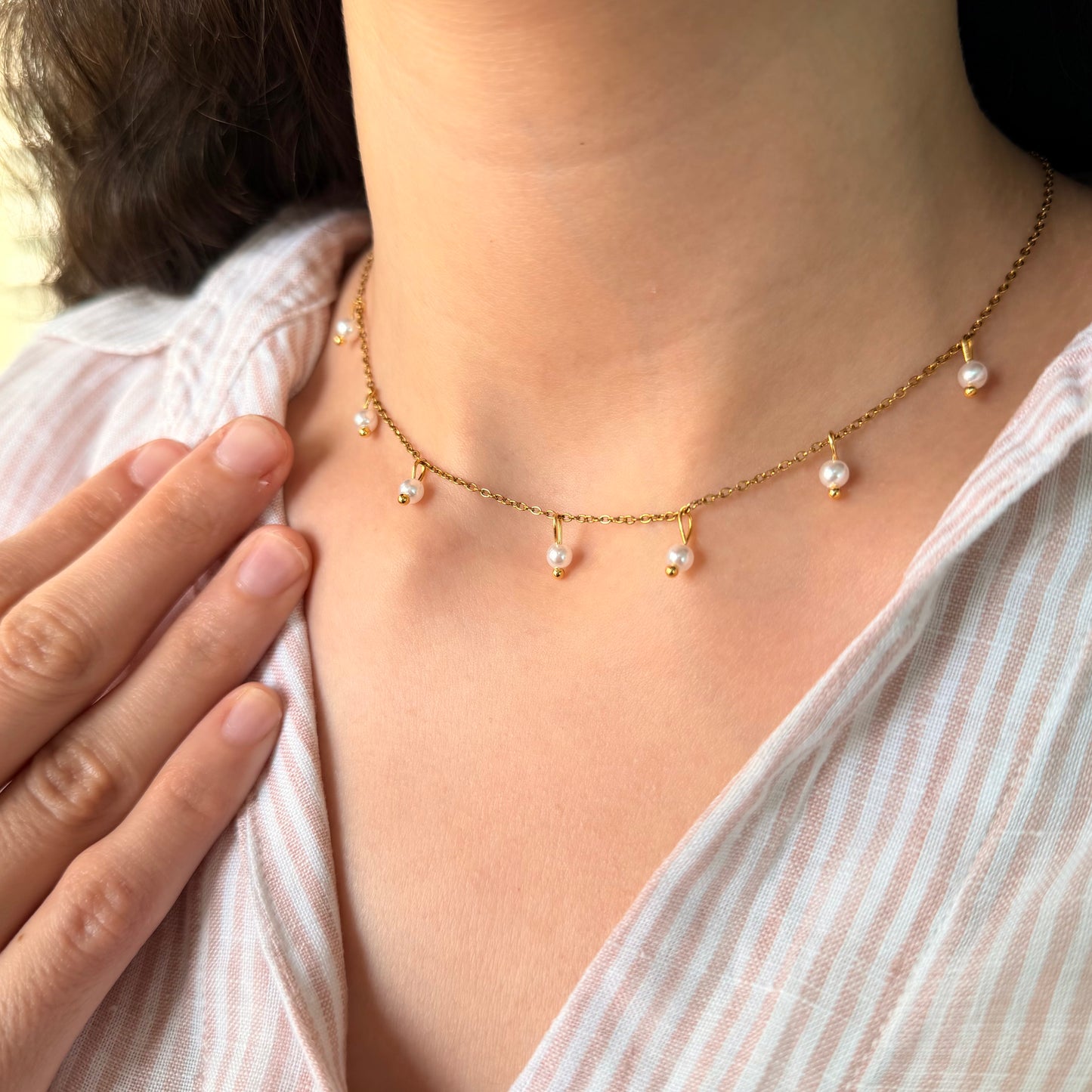 Pearl Drop Necklace - 18k Gold Plated