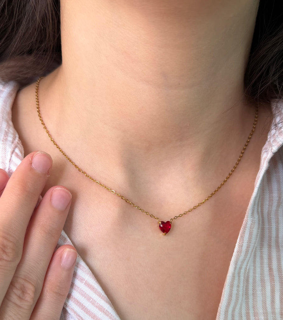Vera Ruby Necklace - 18k Gold Plated image 2