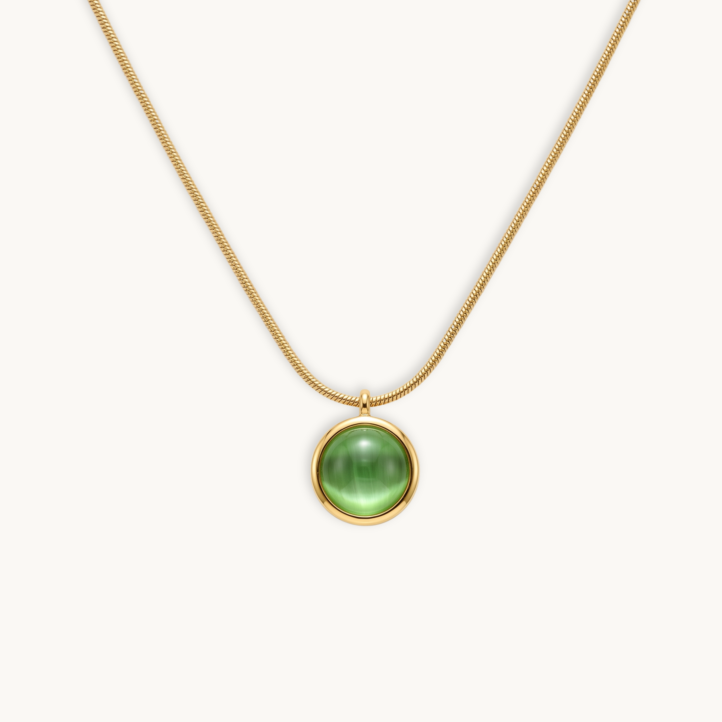 Green Jade Necklace - 18k Gold Plated