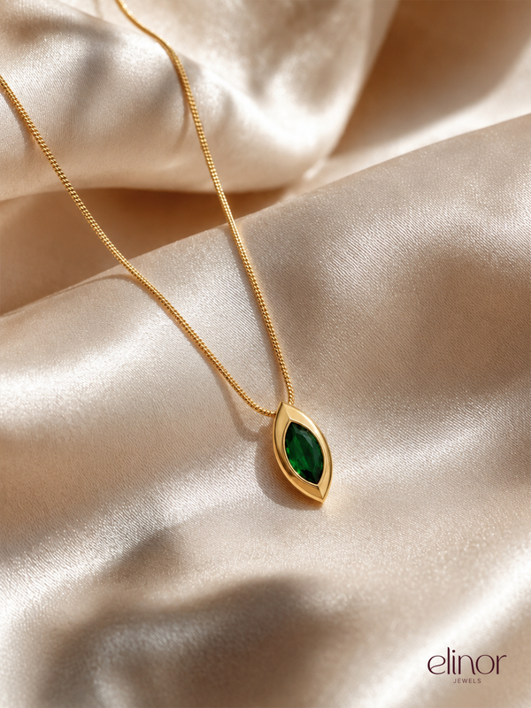 Olive Gleam Necklace - 18K Gold Plated