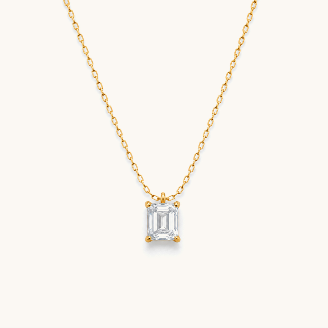 Radiant Solitaire Necklace - 18K Gold Plated image 1