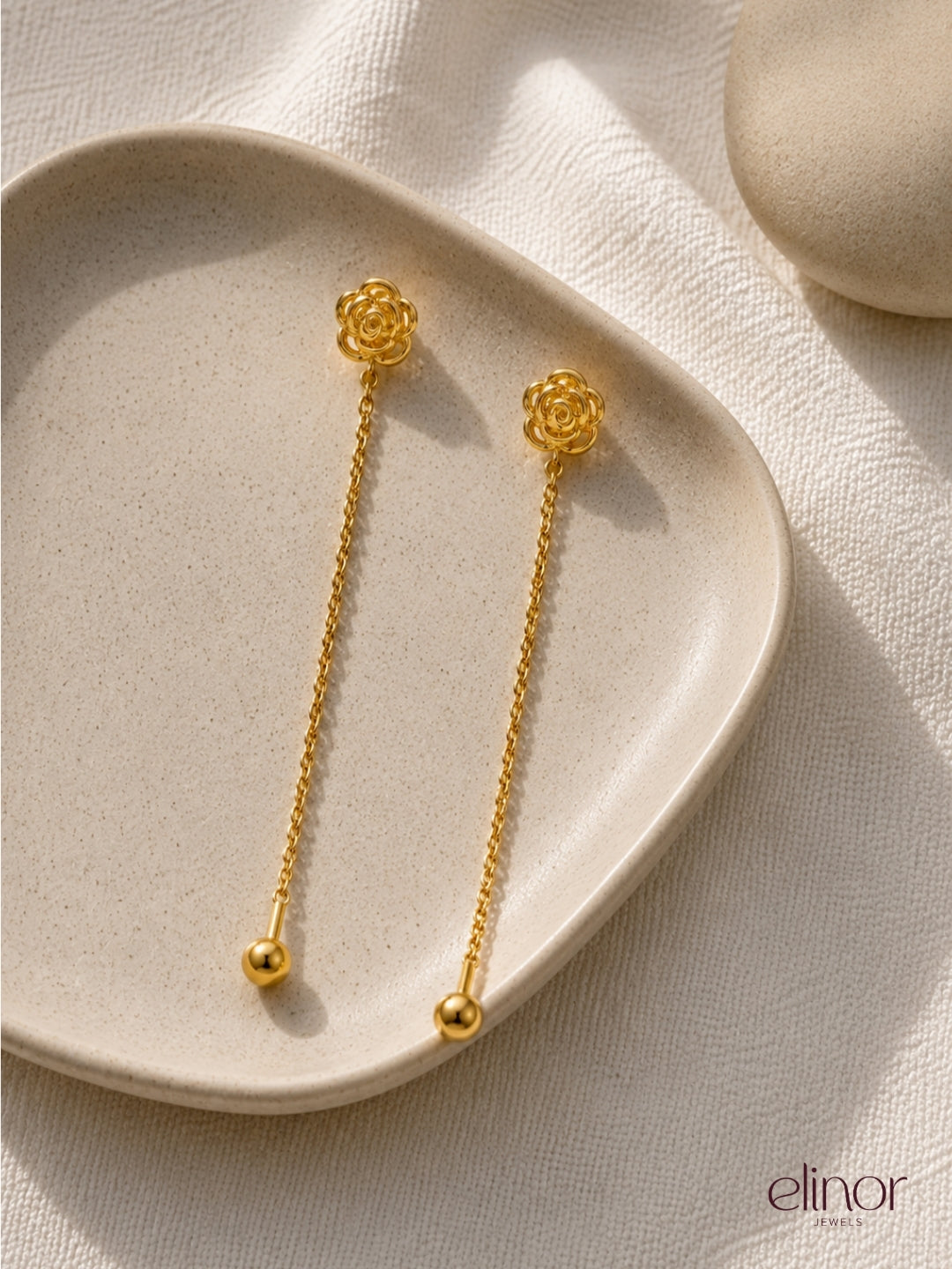 Rosefall threader earrings – 18K Gold Plated image 2