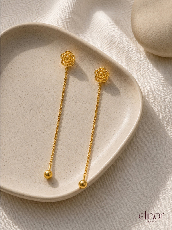 Rosefall threader earrings – 18K Gold Plated