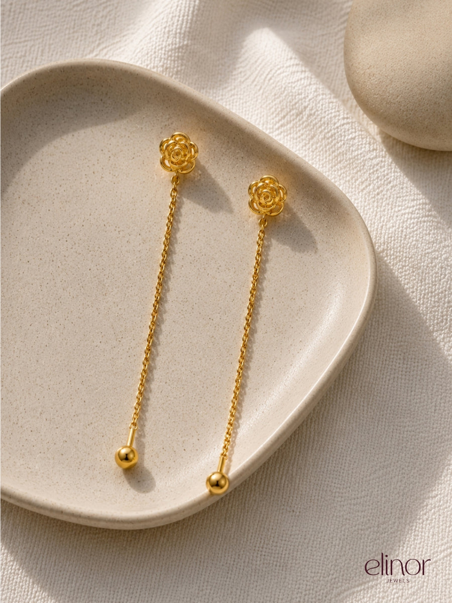 Rosefall threader earrings – 18K Gold Plated image 2