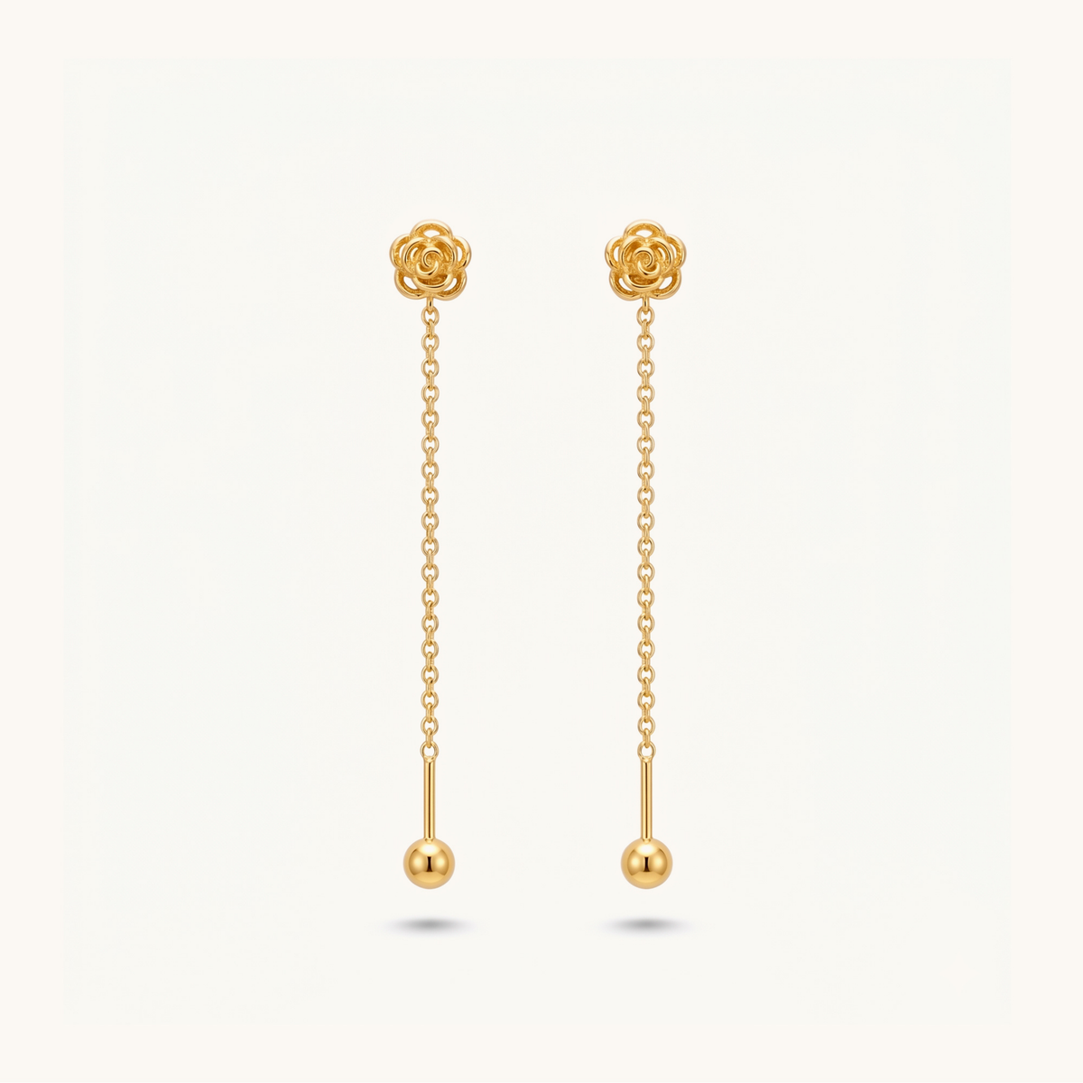 Rosefall threader earrings – 18K Gold Plated image 1