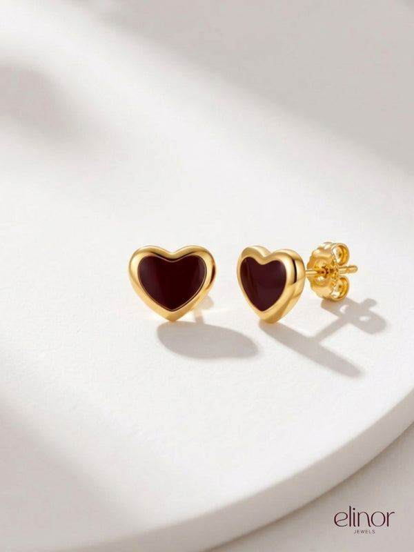 Ruby love studs - 18k Gold Plated