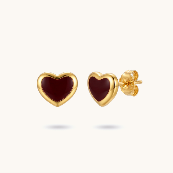 Ruby love studs - 18k Gold Plated