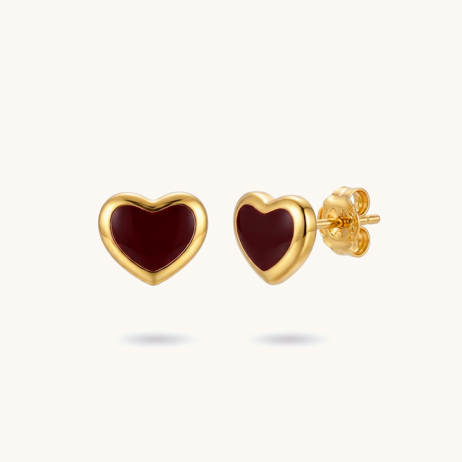 Ruby love studs - 18k Gold Plated image 1