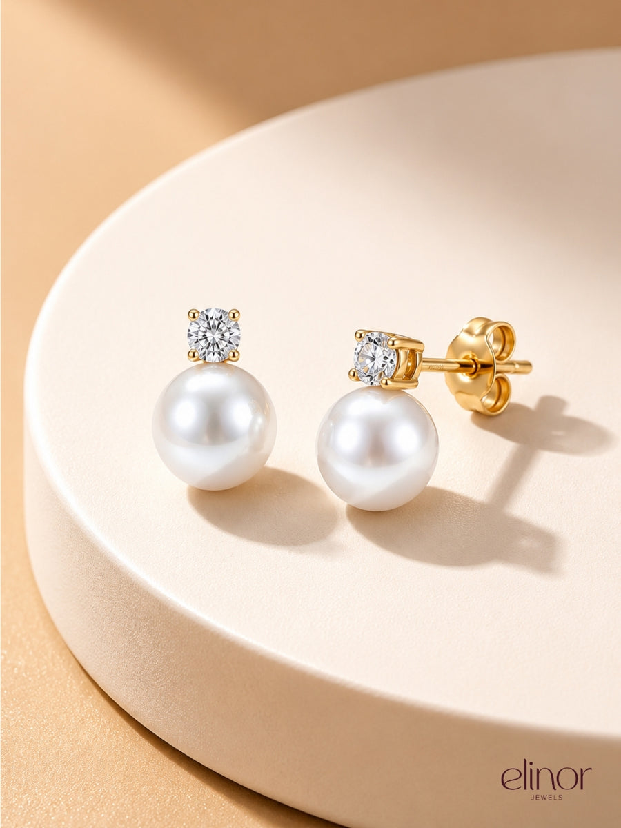 Soft pearl sutds - 18K Gold Plated image 5