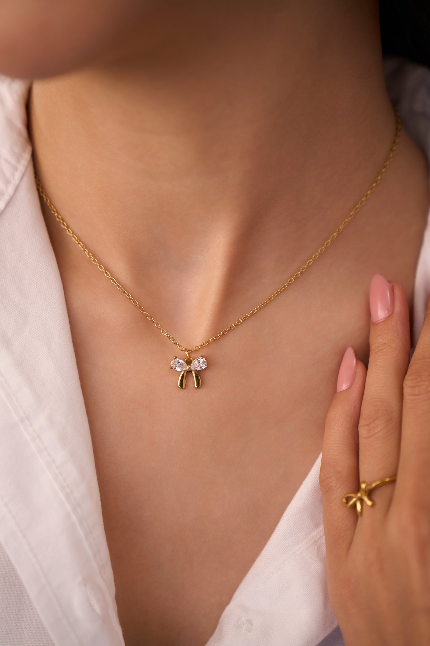 Bow Necklace  - 18K Gold Plated
