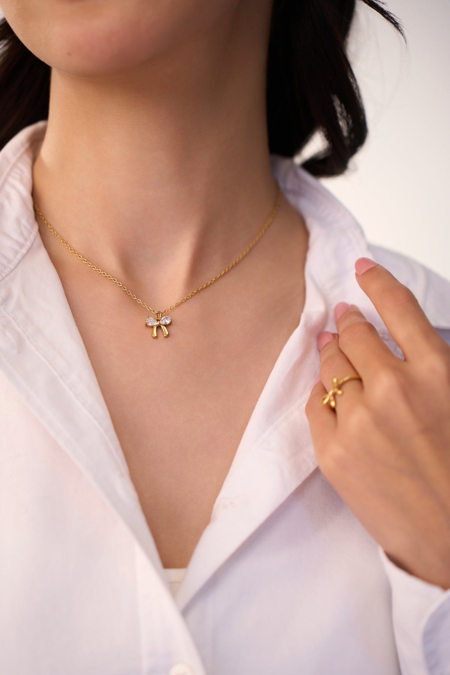 Bow Necklace  - 18K Gold Plated